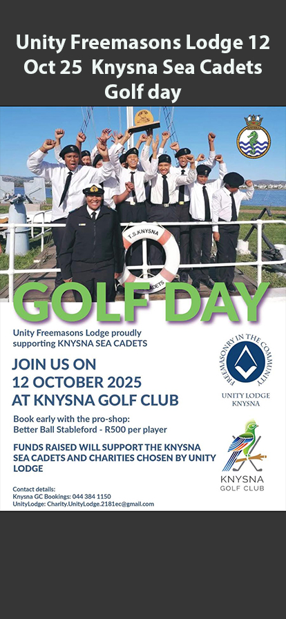 Unity Freemasons Lodge 12 Oct 25 Knysna Sea Cadets Golf day