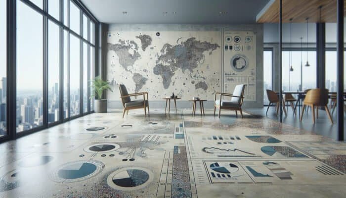 Worn terrazzo floor showing scratches and compromised seal, requiring professional restoration.