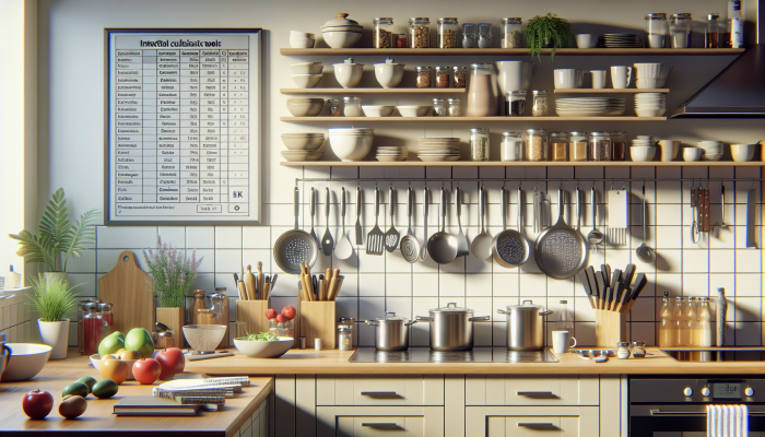 A tidy UK kitchen with essential cooking tools and grouped ingredients on limited counter space.