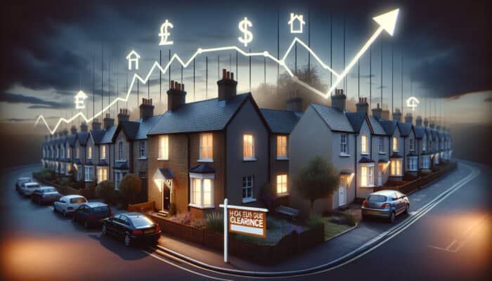 Graph depicting fluctuations in UK house clearance market prices in relation to economic indicators and conditions.