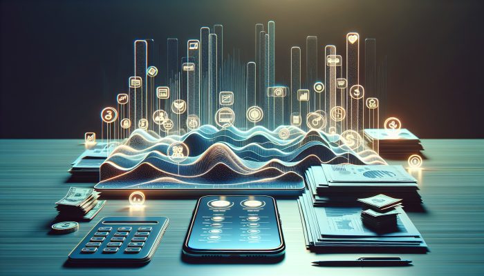 User-friendly app interface showing consolidated financial accounts and graphs of categorized spending and debt levels.