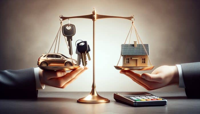 Debt Consolidation for Multiple Credit Cards: A UK Guide | DCL A person balancing house and car keys against credit cards, deciding on secured vs. unsecured loans.