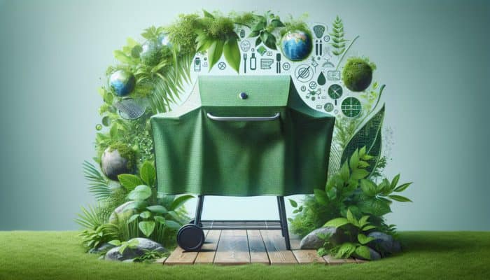 Eco-friendly BBQ grill cover made from sustainable bamboo fabric, resistant to mold and mildew.