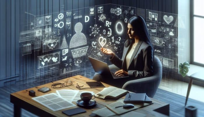 A person comparing loan rates on a laptop amidst financial documents and a cup of tea in a cozy room.