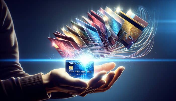 Debt Consolidation for Credit Card Debt: A Comprehensive Guide | DCL Person juggling high-interest cards, transferring balances to a single new card for debt consolidation.