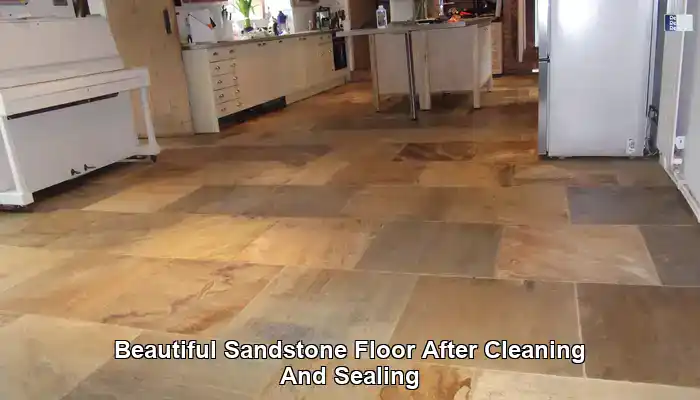 Beautiful sandstone floor after cleaning and sealing