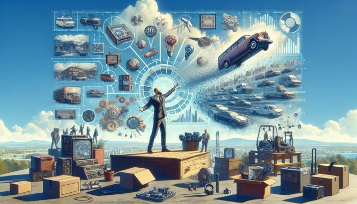 Debt Consolidation vs Selling Assets to Pay Debt: UK Guide | DCL Person selling car, electronics, and collectibles at a vibrant marketplace, feeling urgent relief under a clear blue sky.