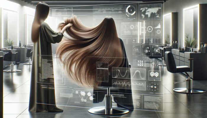 A stylist expertly employing point, slide, and texturizing cuts to create seamless, voluminous long layers in a salon environment.