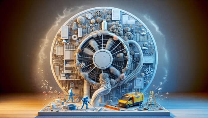 Vent Cleaning Services in Abbotsford: A home ventilation system in Abbotsford with dust, allergens, and mold being cleaned by professionals.