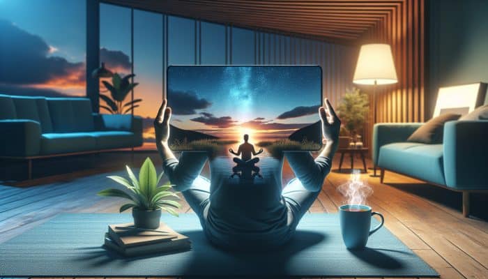 A UK user analyses mood data on a smartphone app, plans self-care after noticing mood drops after long workdays.