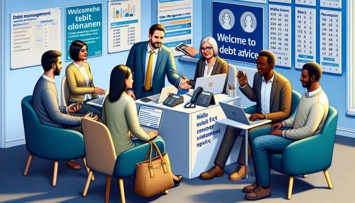 Free UK Debt Help vs Paid Debt Solutions: Which is Better? | DCL Free UK Debt Help vs Paid Debt Solutions: Welcoming UK advice center: diverse people consulting debt experts using laptops and phones, with supportive posters and a bright atmosphere.