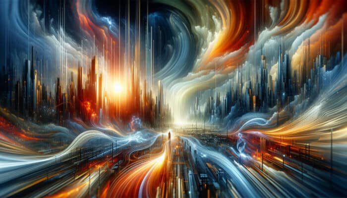 A vibrant montage of epic storytelling with heroic characters, breathtaking landscapes, emotional close-ups, and dramatic lighting.